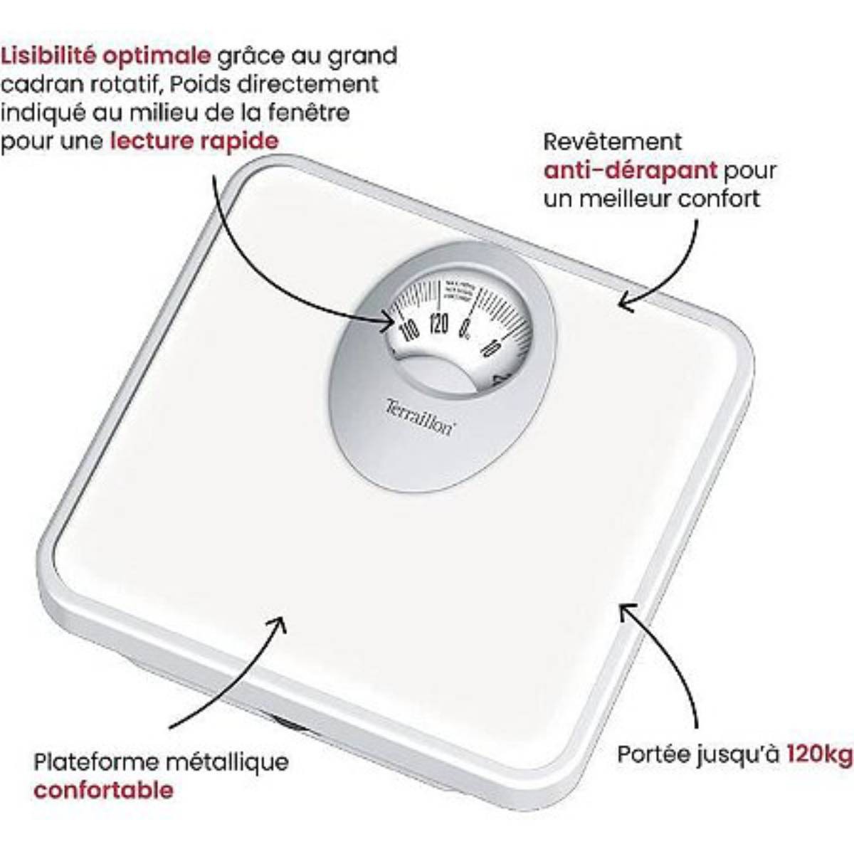 TERRAILLON Pèse personne T61 Blanc - T61BLANC