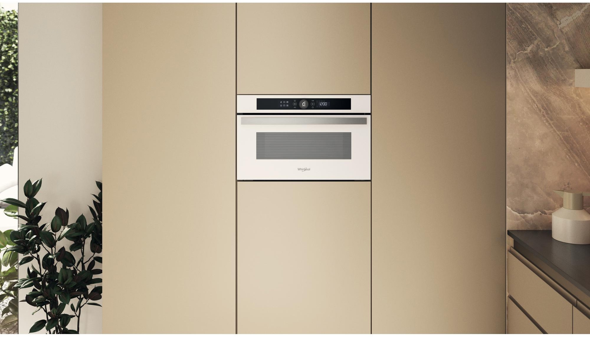 Micro ondes Grill Encastrable WHIRLPOOL , 1000W, 31L, Verre blanc  - WMD44MWF