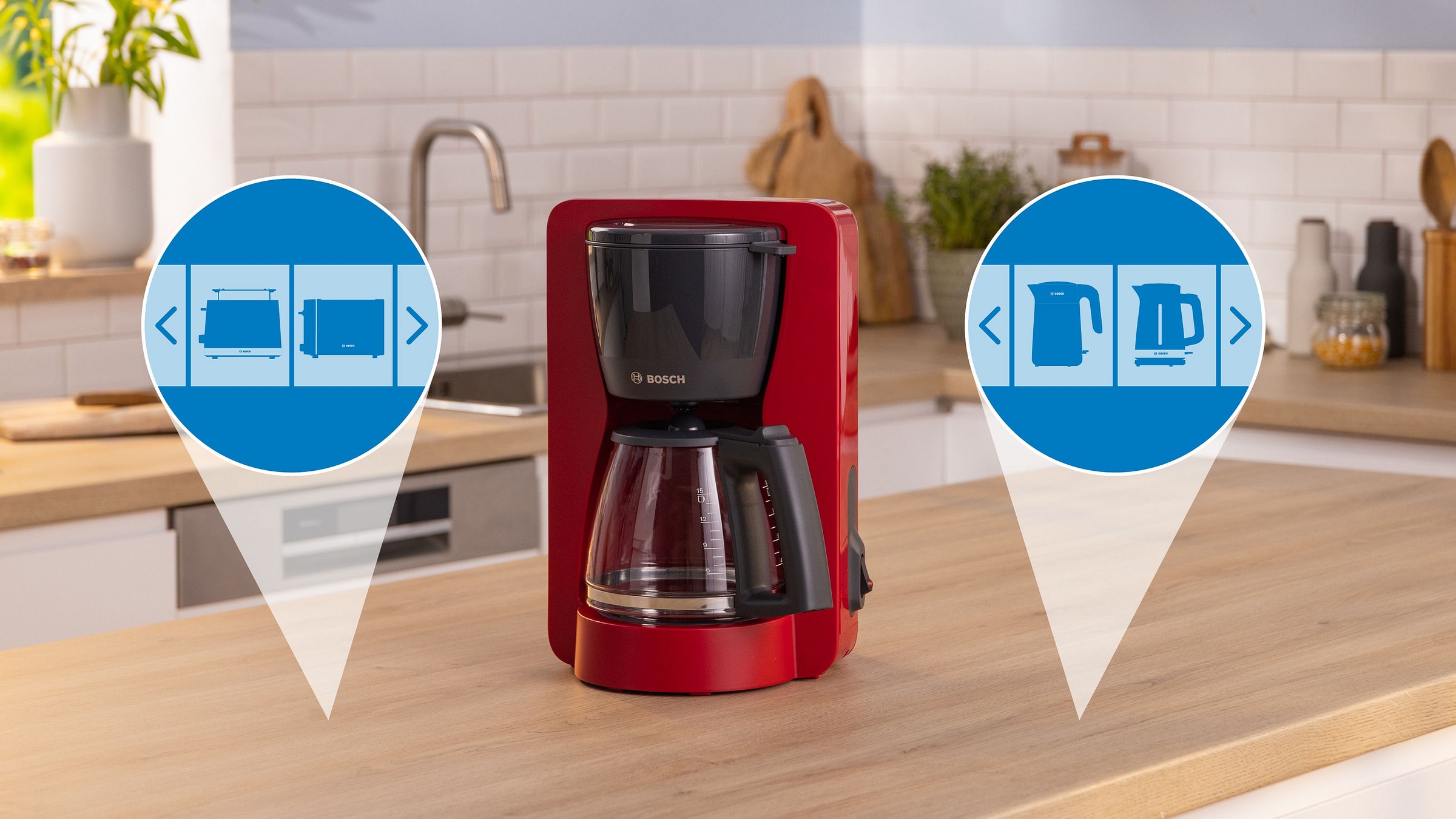 Cafetière BOSCH 10-15 tasses Réservoir amovible Rouge - TKA2M114