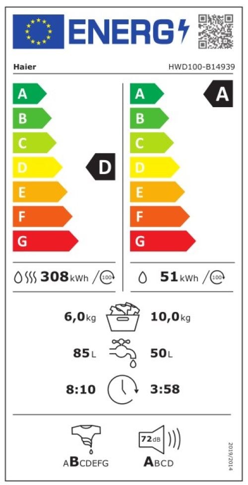 Lave linge sechant Frontal HAIER - HWD100-B14939-FR Lave linge sechant Frontal HAIER - HWD100-B14939-FR