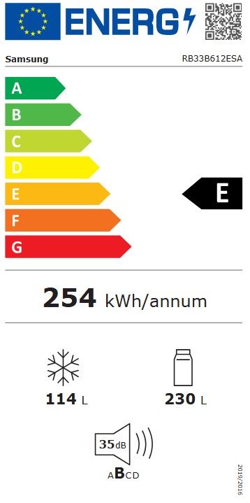 Réfrigérateur congélateur bas SAMSUNG 344L No Frost Inox - RB33B612ESA