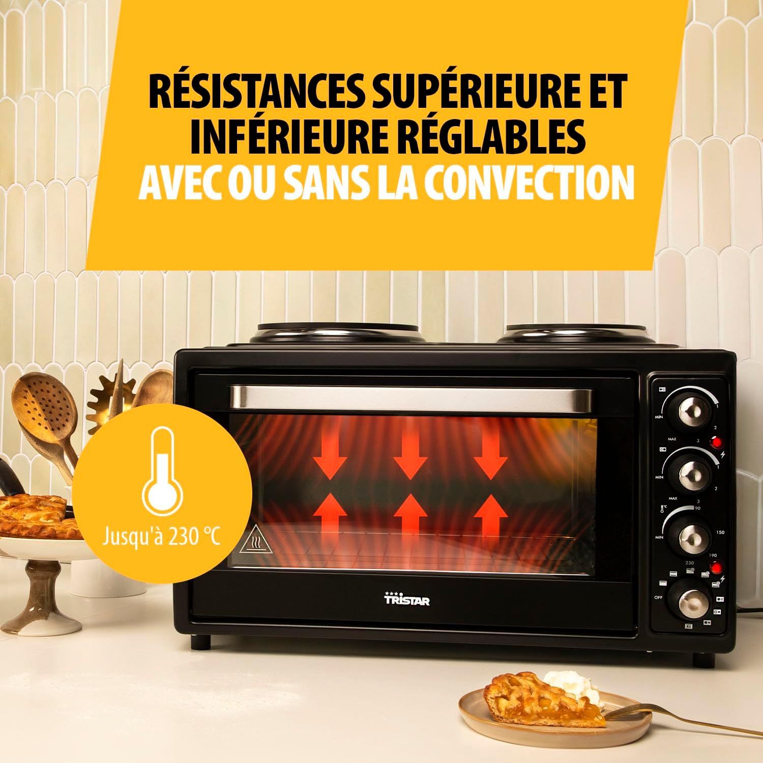 Mini four TRISTAR 38 L Chaleur tournante Noir - OV1443