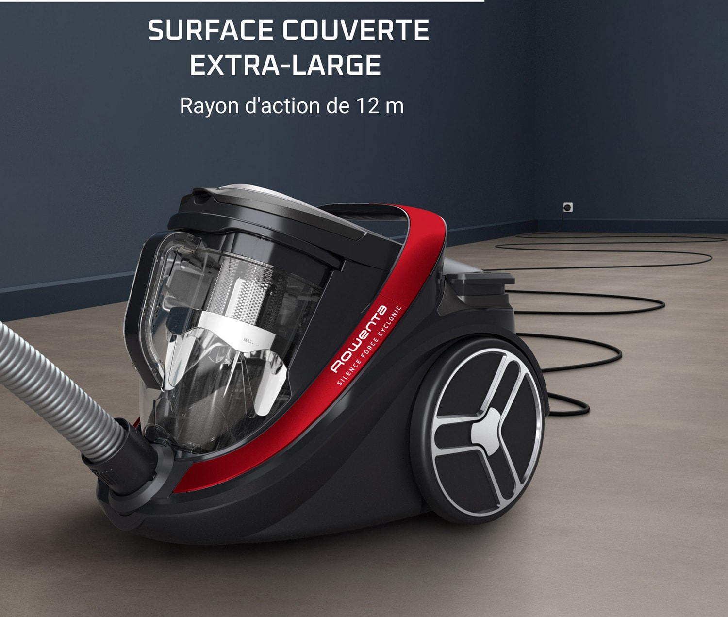 Aspirateur traîneau ROWENTA Silence Force Cyclonic 900W Noir et rouge - RO7933EA