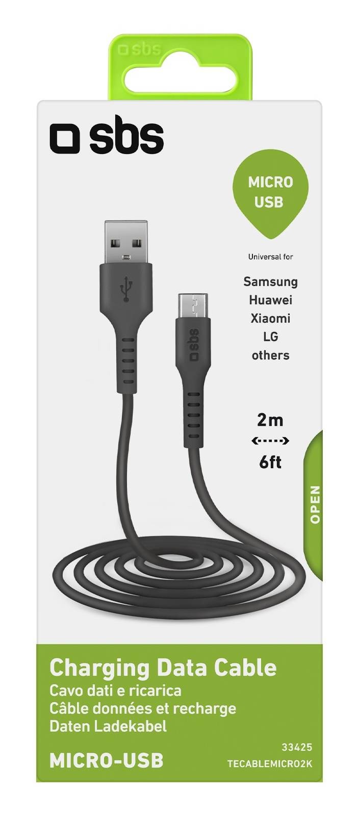SBS Câble USB Câble de chargement USB 2.0 - Micro-USB - CABL-USB-MICROUSB-NR