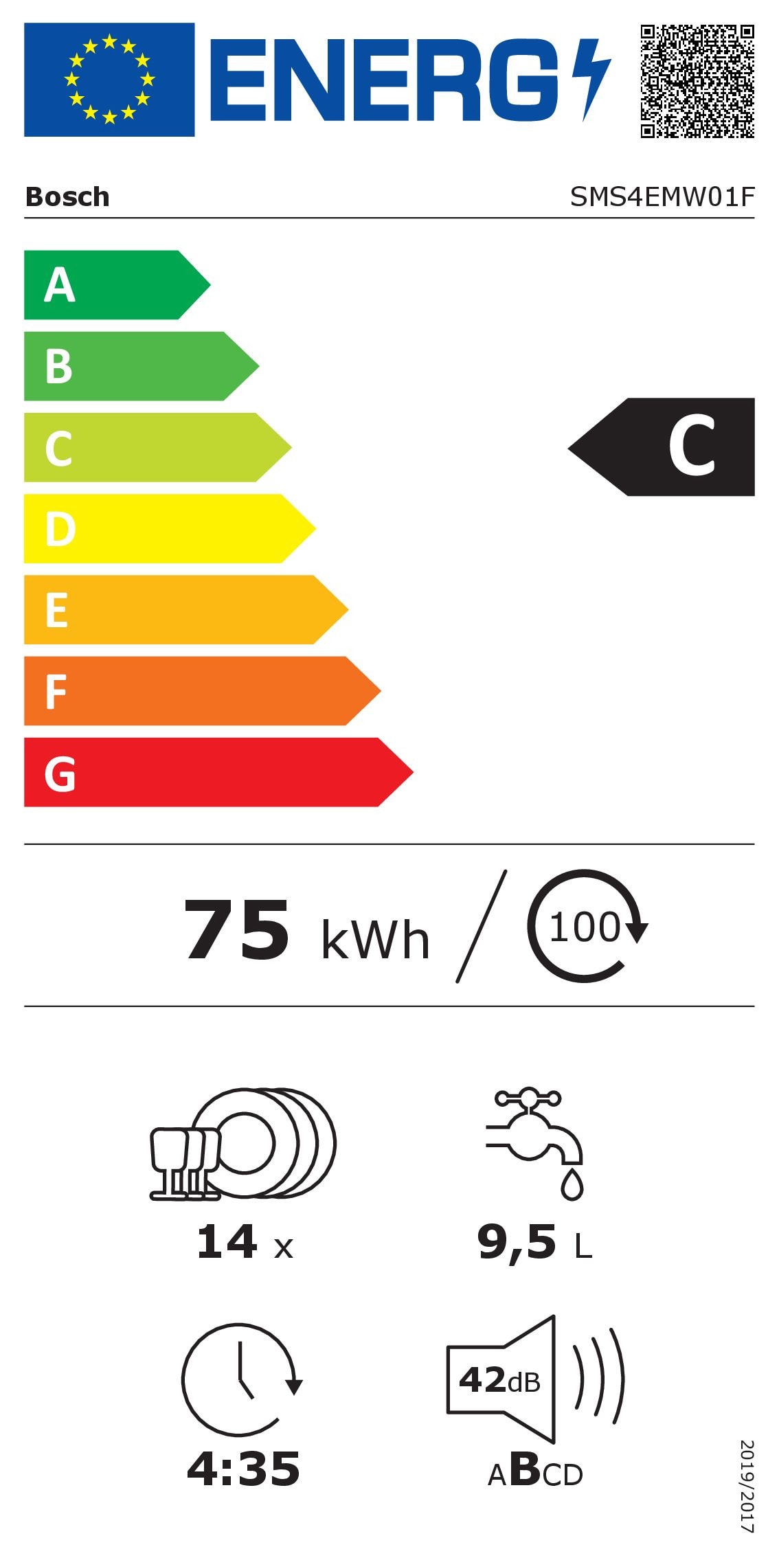 Lave vaisselle 60 cm BOSCH Série 4, 14 couverts, Blanc - SMS4EMW01F Lave vaisselle 60 cm BOSCH Série 4, 14 couverts, Blanc - SMS4EMW01F