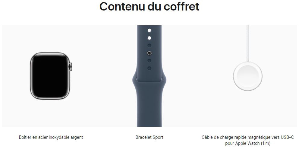 Montre connectée APPLE Watch Série 9 GPS + Cellular 45mm Acier Argent - WATCH9-MRMN3QF