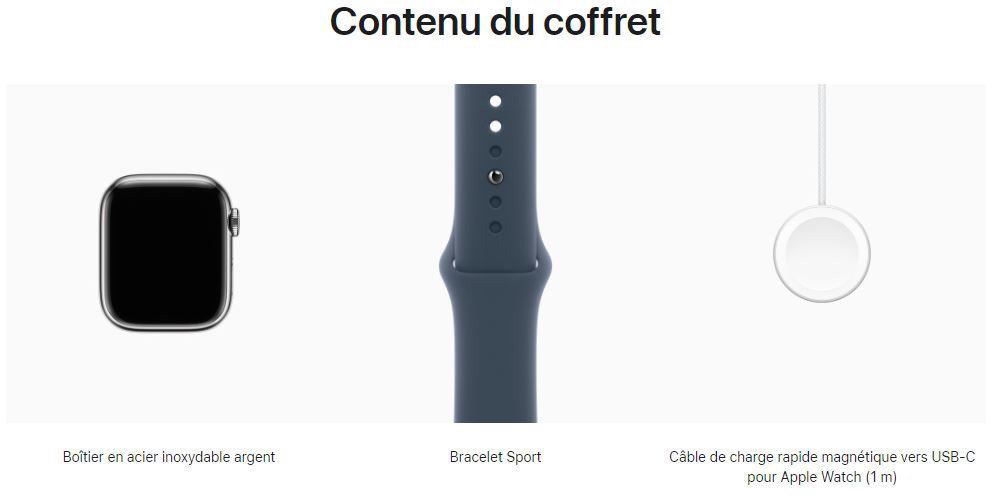 APPLE Montre connectée Watch Série 9 GPS + Cellular 45mm Acier Argent - WATCH9-MRMN3QF