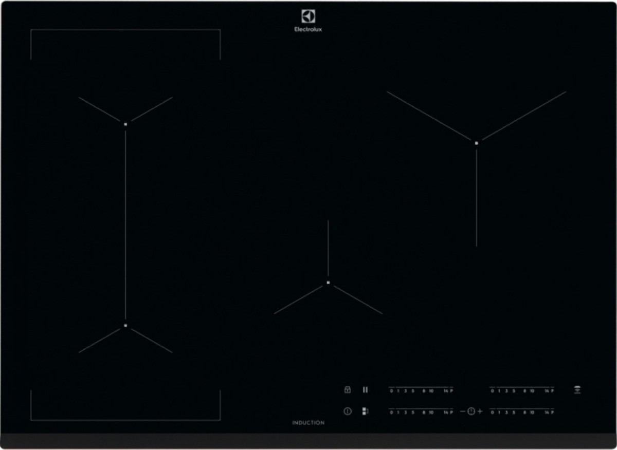 Plaque induction ELECTROLUX Série 600, 4 foyers, 7350W, 71 cm, Noir EIV734