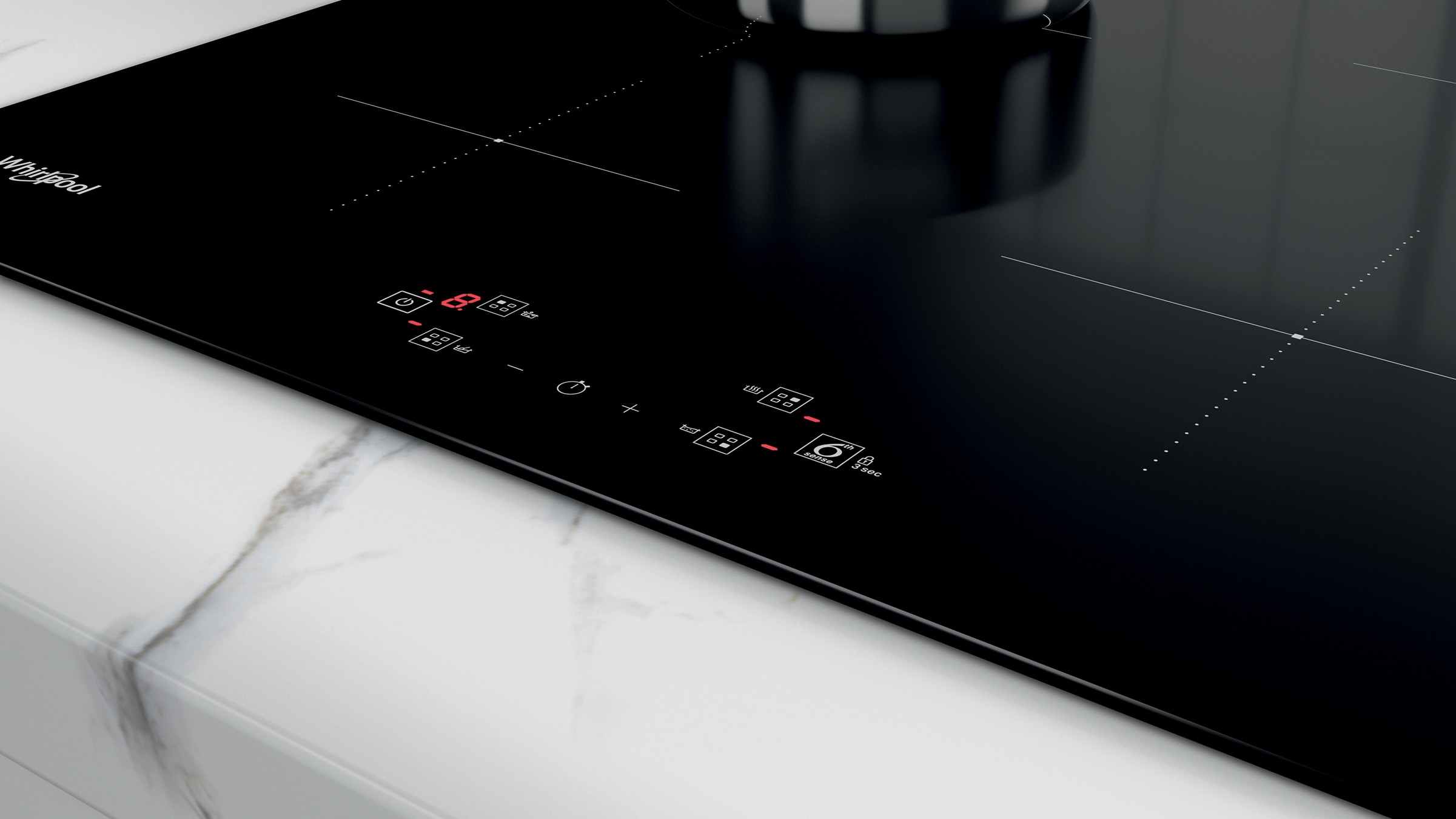 Plaque induction WHIRLPOOL 6ème sens 4 foyers 60cm Noir - WSQ2160NE