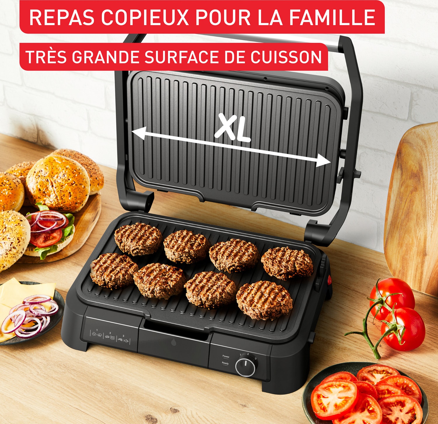 Grill viandes TEFAL 800cm² 8 personnes Inox - GC520DE0