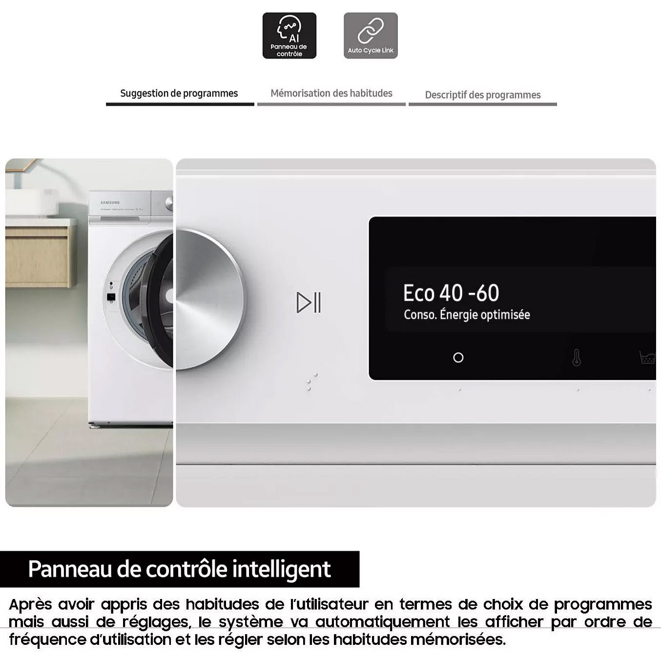 Lave linge Frontal SAMSUNG  - WW90DG6U85LKU3