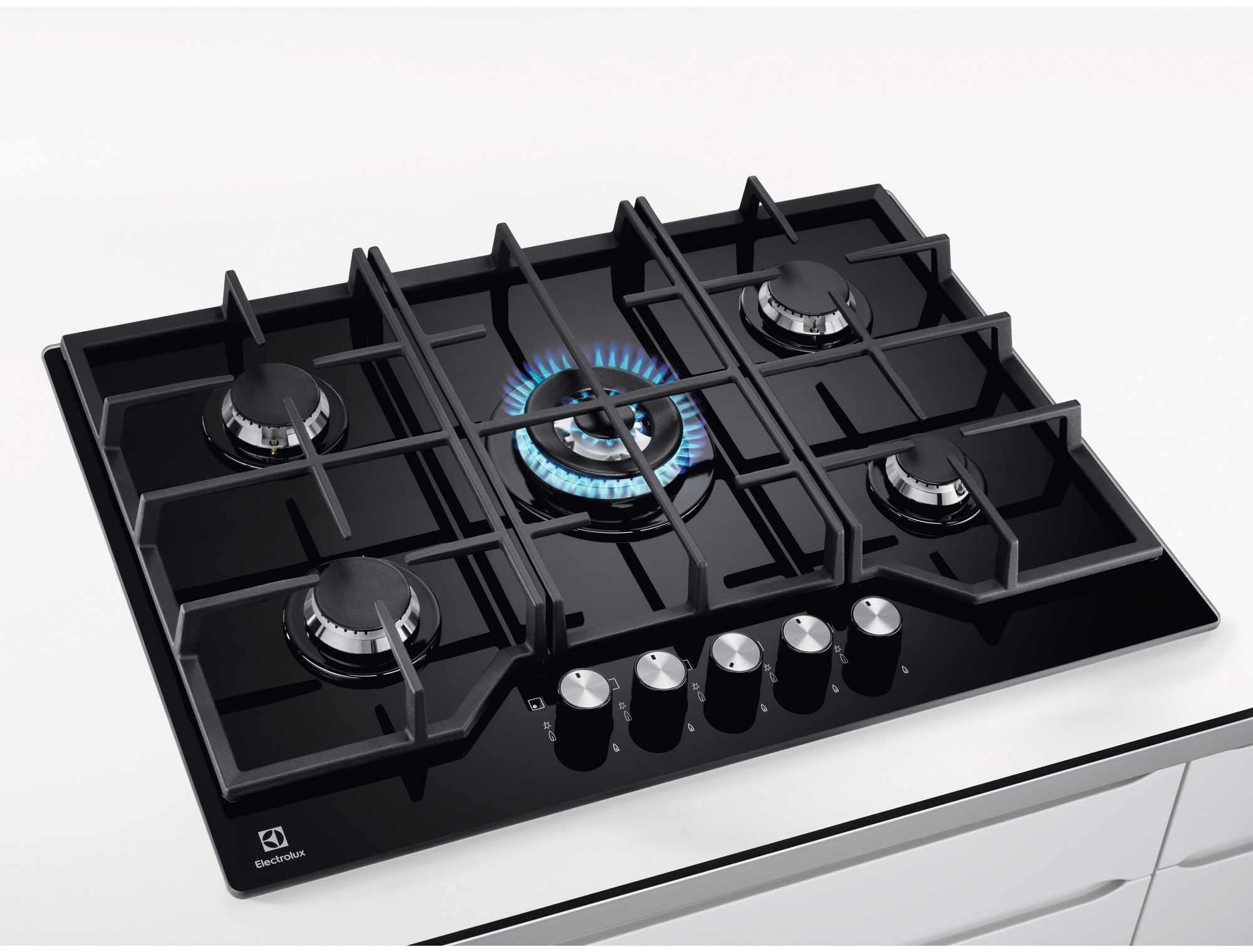 Plaque gaz ELECTROLUX 5 foyers 74 cm Noir - KGG75362K