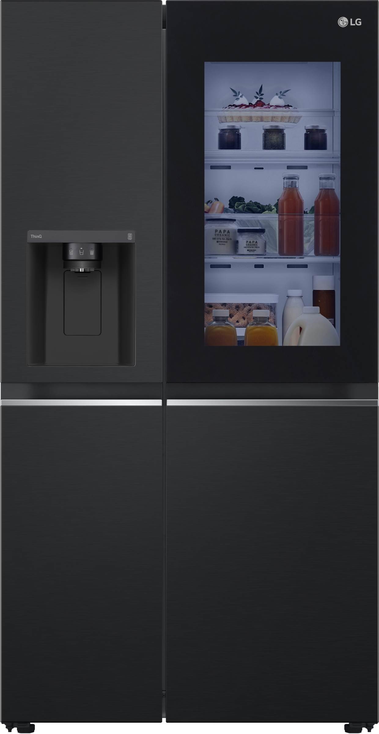 Réfrigérateur américain LG , Instaview, Froid ventilé, 635L, Noir - GSGV80EPLD Réfrigérateur américain LG , Instaview, Froid ventilé, 635L, Noir - GSGV80EPLD