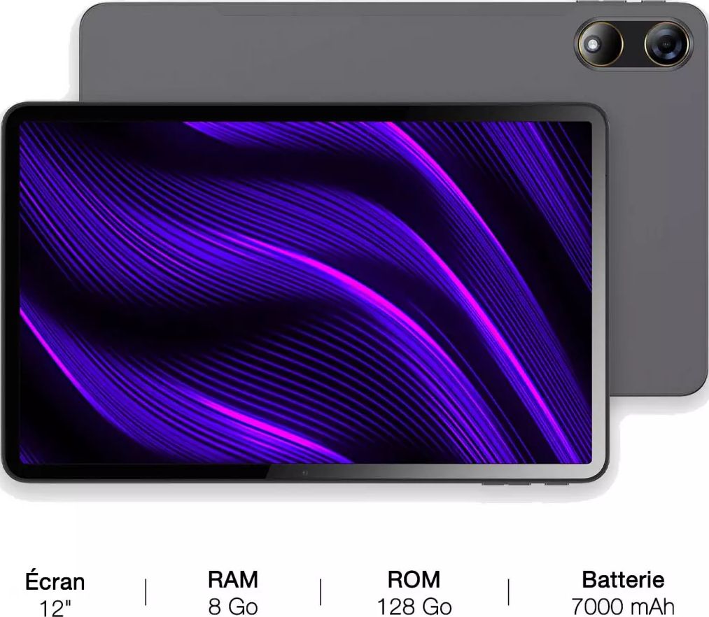 Tablette tactile LOGICOM Tab Fold Pro 12 12" Wi-Fi 128Go Gris TABFOLDPRO126128