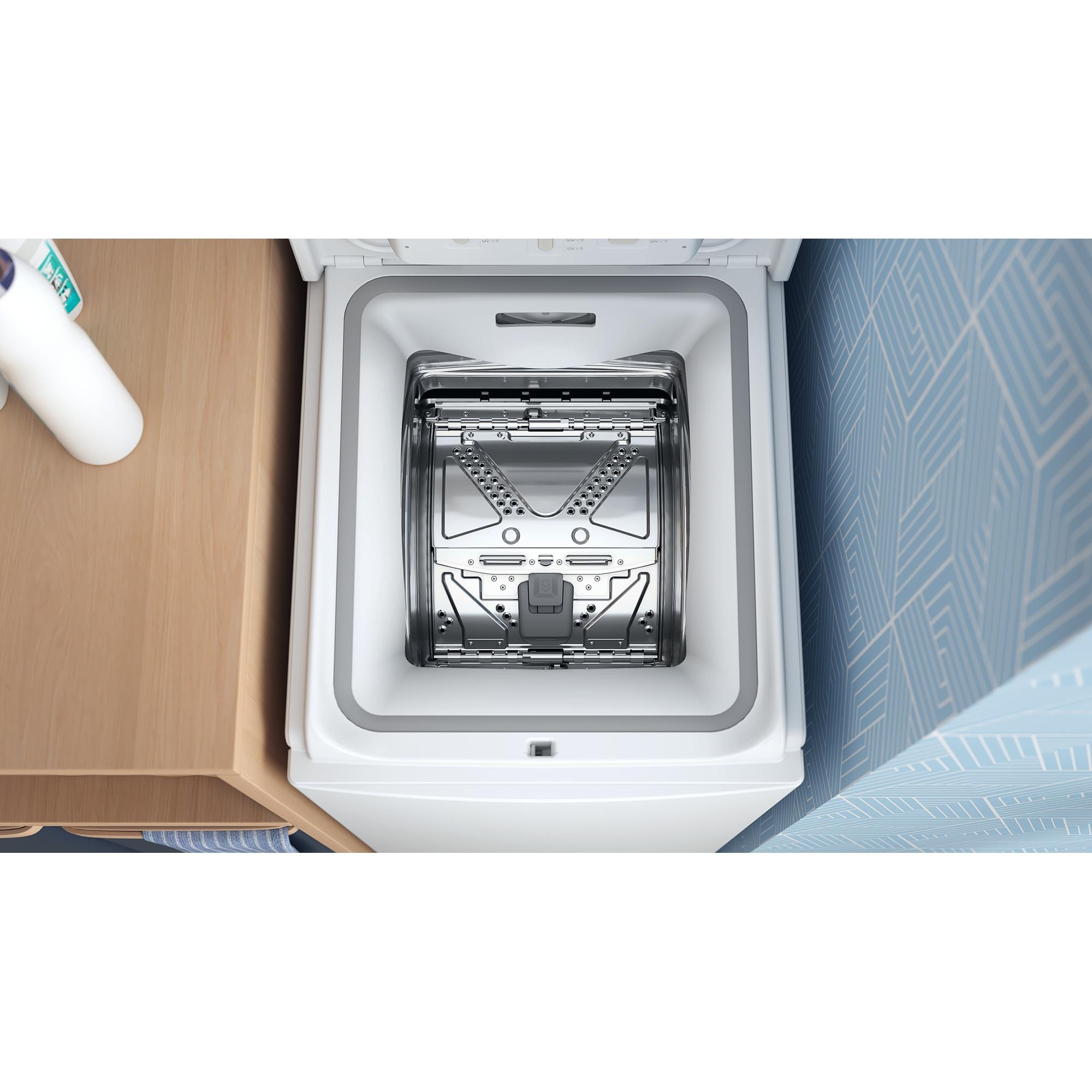 Lave linge Top INDESIT RapidWash, 1000 trs/mn, 5kg, Blanc - BTWS50400FR