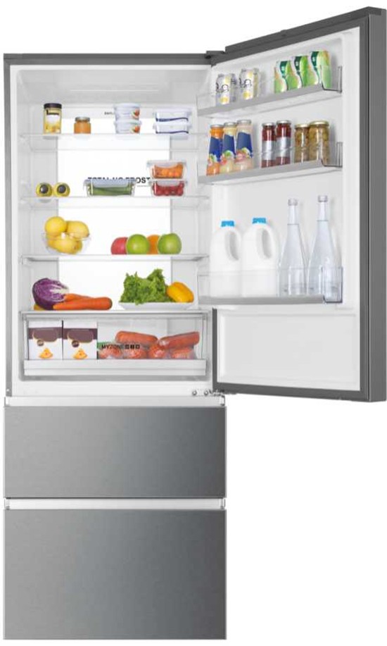 HAIER Réfrigérateur congélateur bas Série 70 Froid ventilé MyZone 430L Inox 