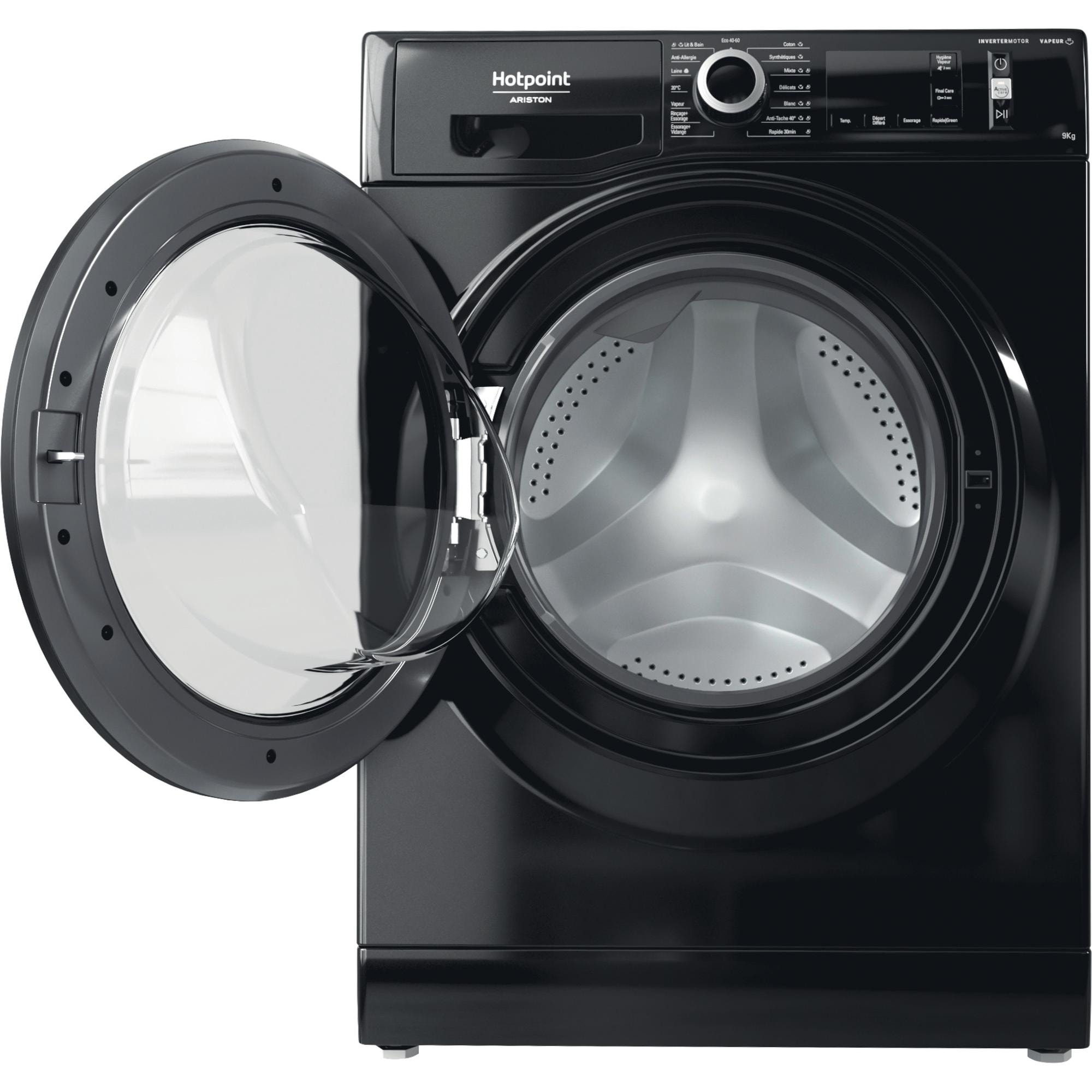 Lave linge Frontal HOTPOINT ARISTON , 1400 trs/mn, 9kg, Noir NAM11948BMFR