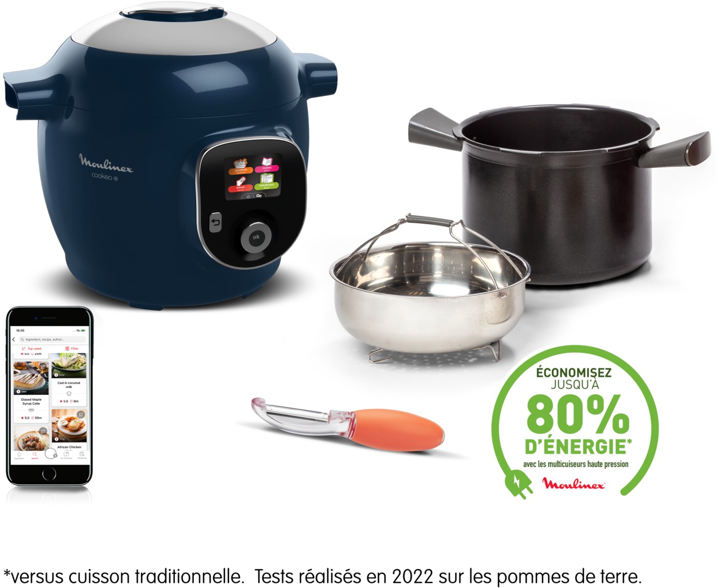 Multicuiseur MOULINEX Cookeo 1600W 6L Bleu - CE85F410