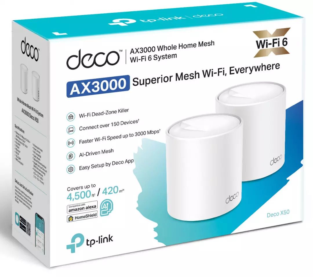 Routeur TP-LINK Quad-Core WiFi 6 AX3000 Mesh Lot de 2 - DECOX50