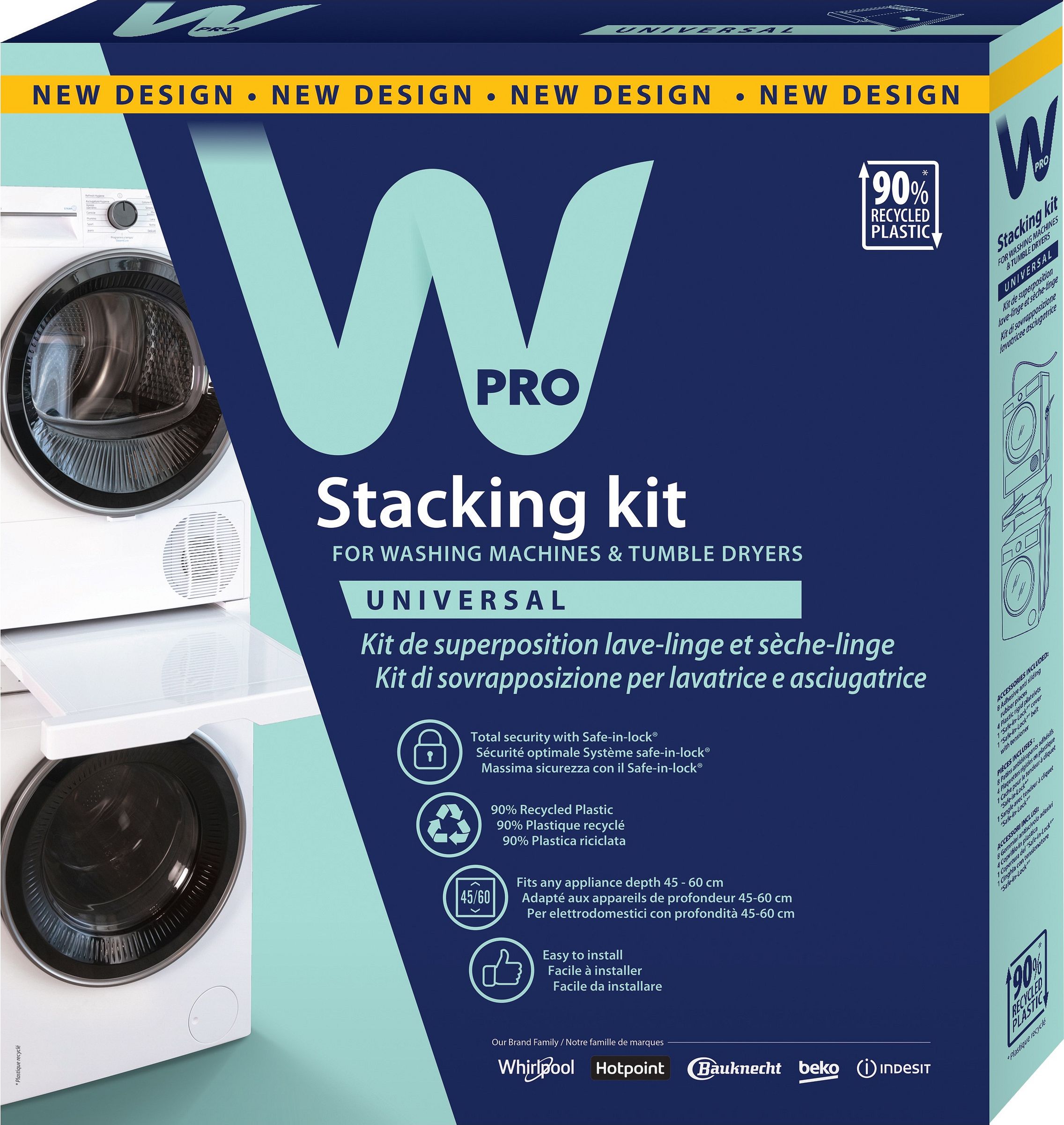Kit de superposition WPRO Tablette 45-60 cm Blanc - SKN101