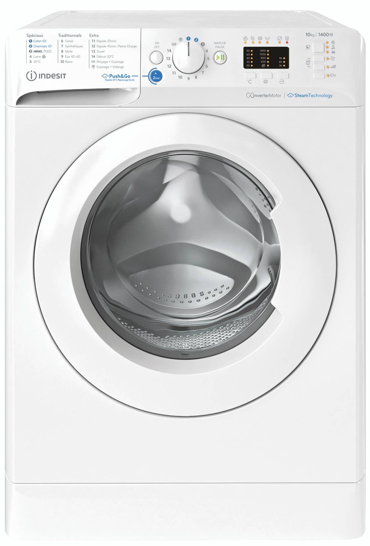 Lave linge Frontal INDESIT Programme vapeur 7kg BWA71295XWVFR