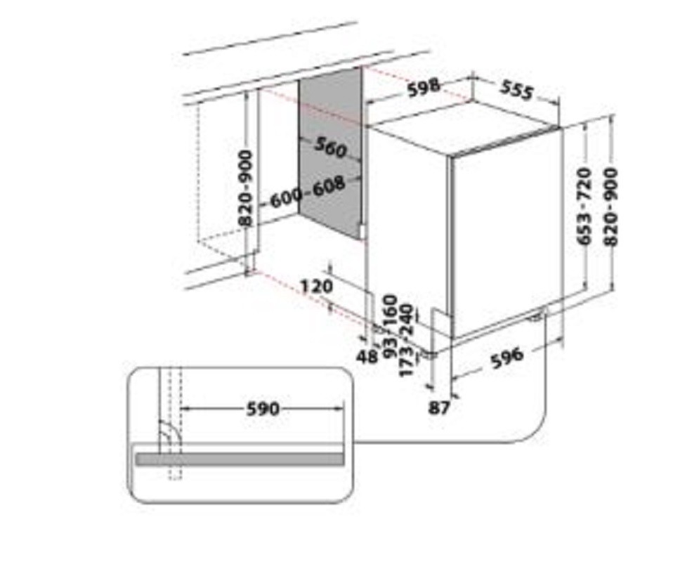 Lave vaisselle tout integrable 60 cm INDESIT 14 couverts 46dB - D2IHL326