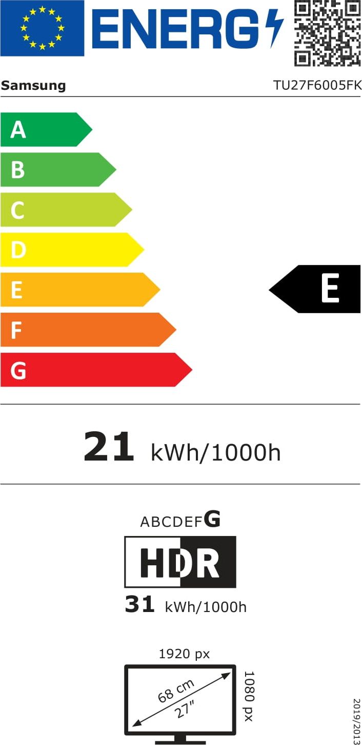 TV LED Full HD 68 cm SAMSUNG 27" 60Hz Noir - TU27F6005