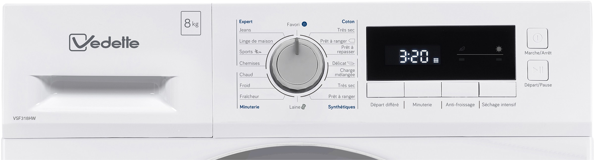 Sèche-linge pompe à chaleur VEDETTE 8kg 65dB Blanc - VSF318HW