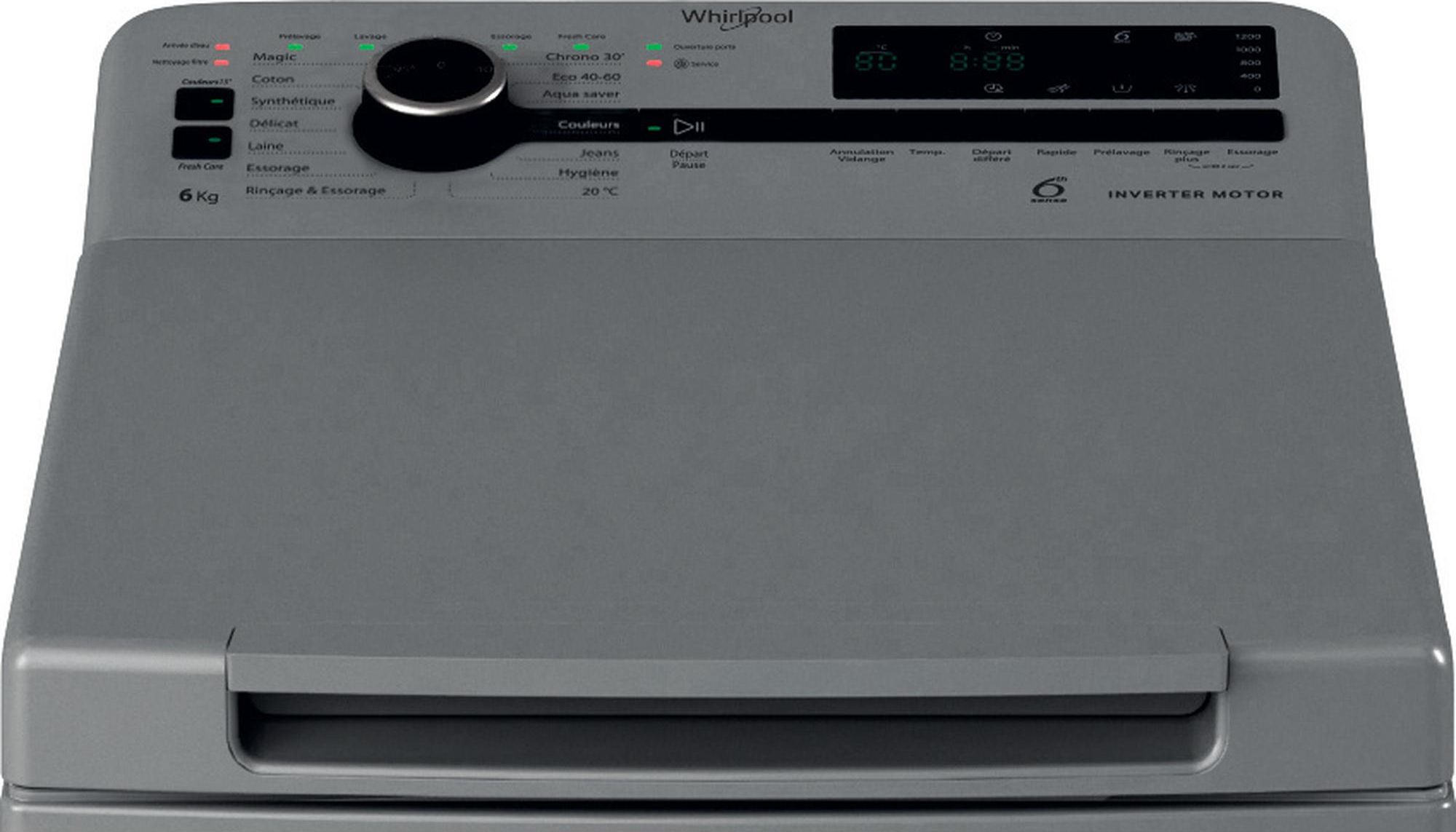 Lave linge Top WHIRLPOOL 6kg 1200trs/min Silver - TDLRS6261FR
