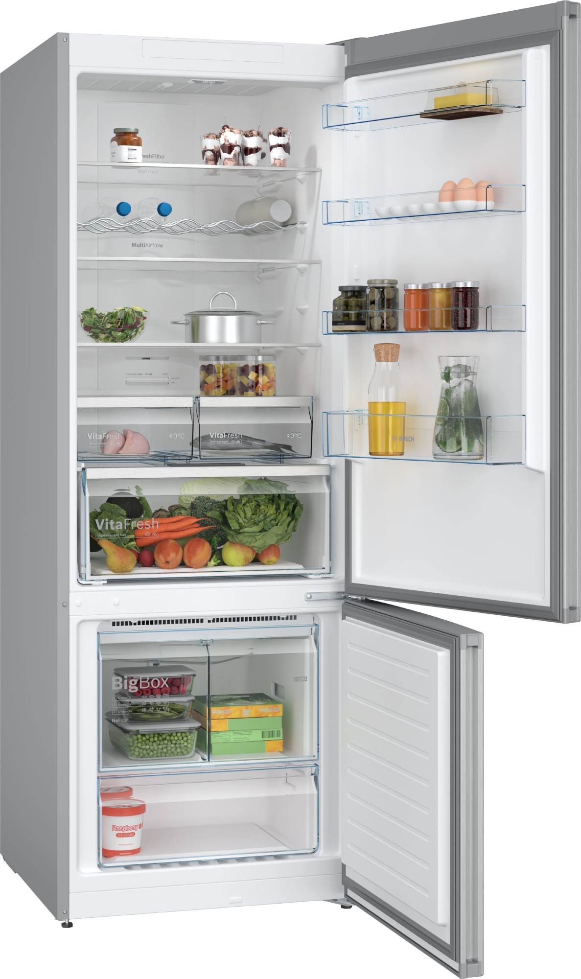 BOSCH Réfrigérateur congélateur bas Série 4 No Frost 400L Inox - KGN56XLEB