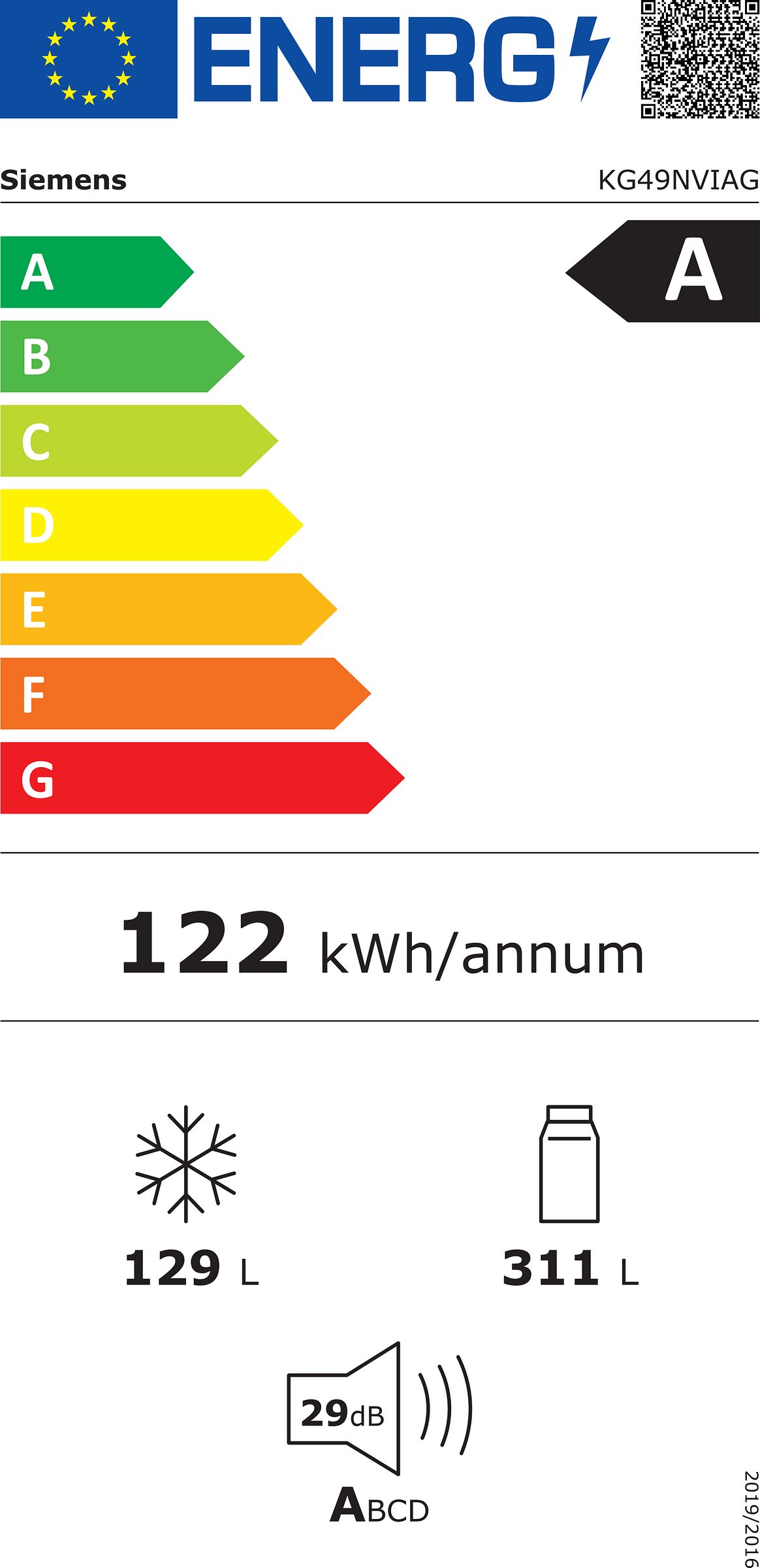 Réfrigérateur congélateur bas SIEMENS 440L No Frost Inox - KG49NVIAG