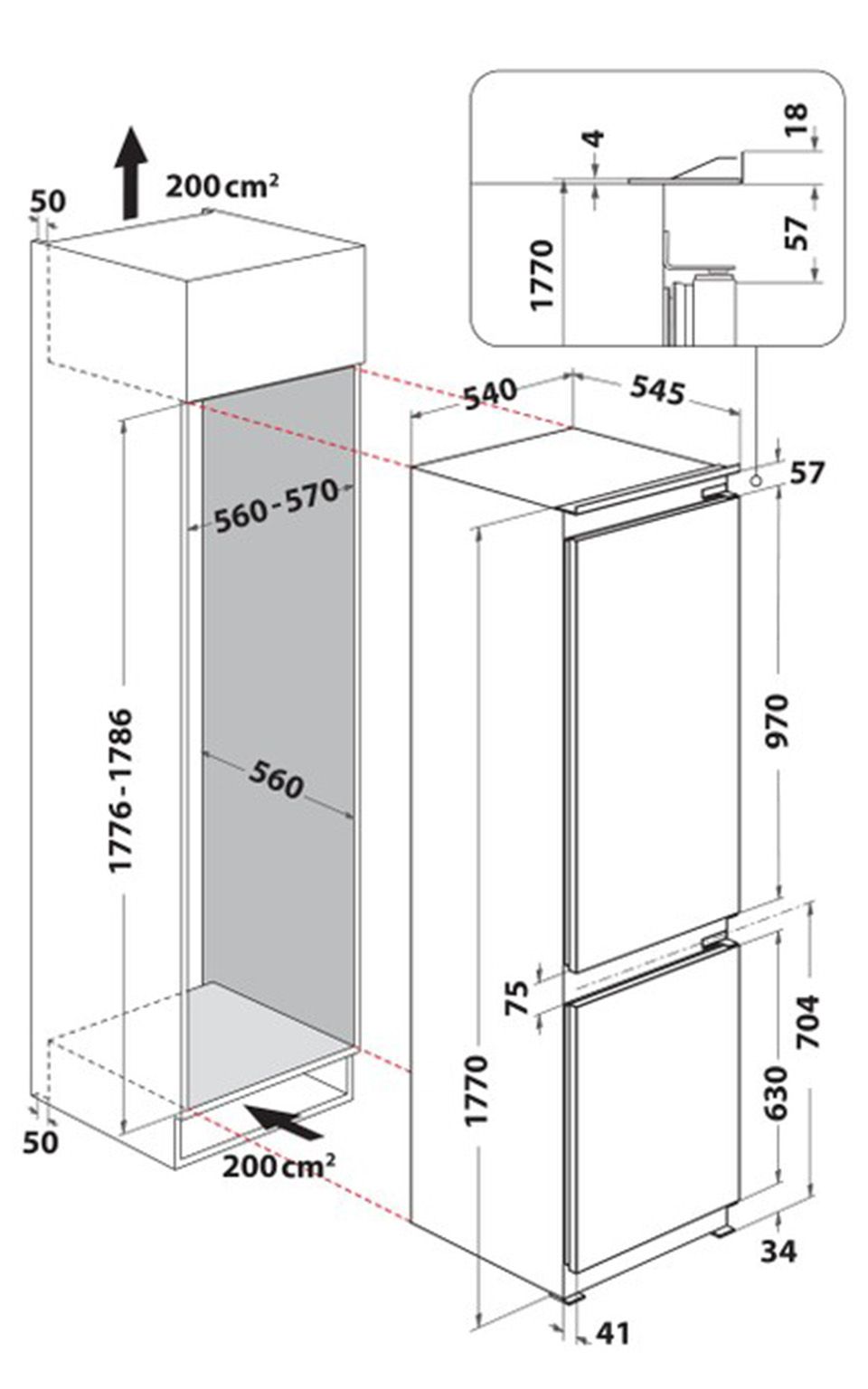 Réfrigérateur congélateur encastrable WHIRLPOOL 268L Froid statique Blanc - WHC18D051A1FR