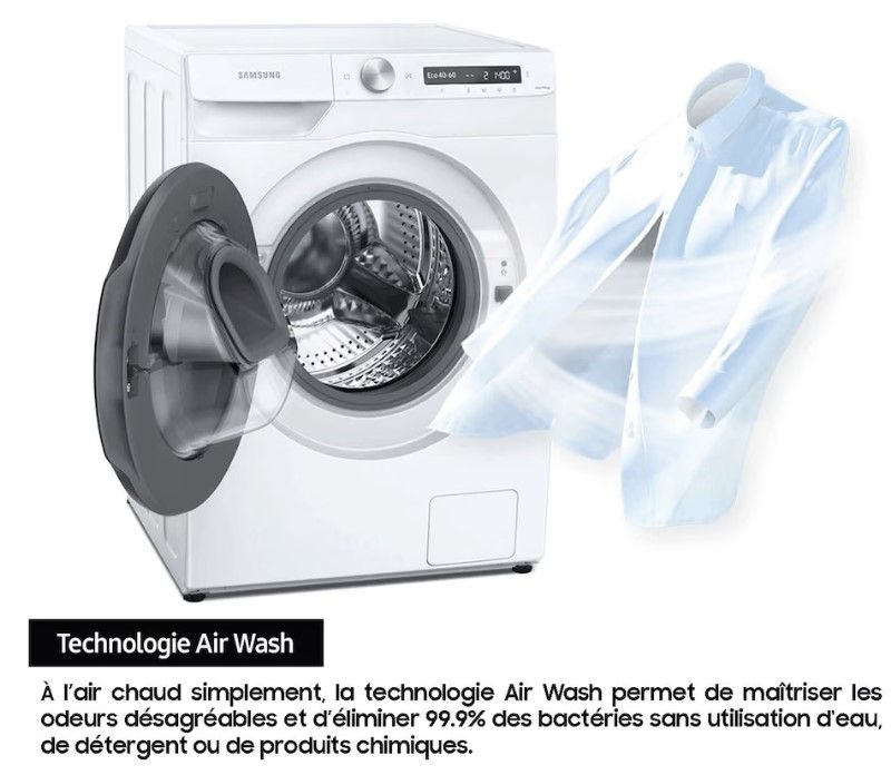 Lave linge sechant Frontal SAMSUNG 8/6kg 1400trs/min Moteur induction Blanc - WD80HG4U04BEEF