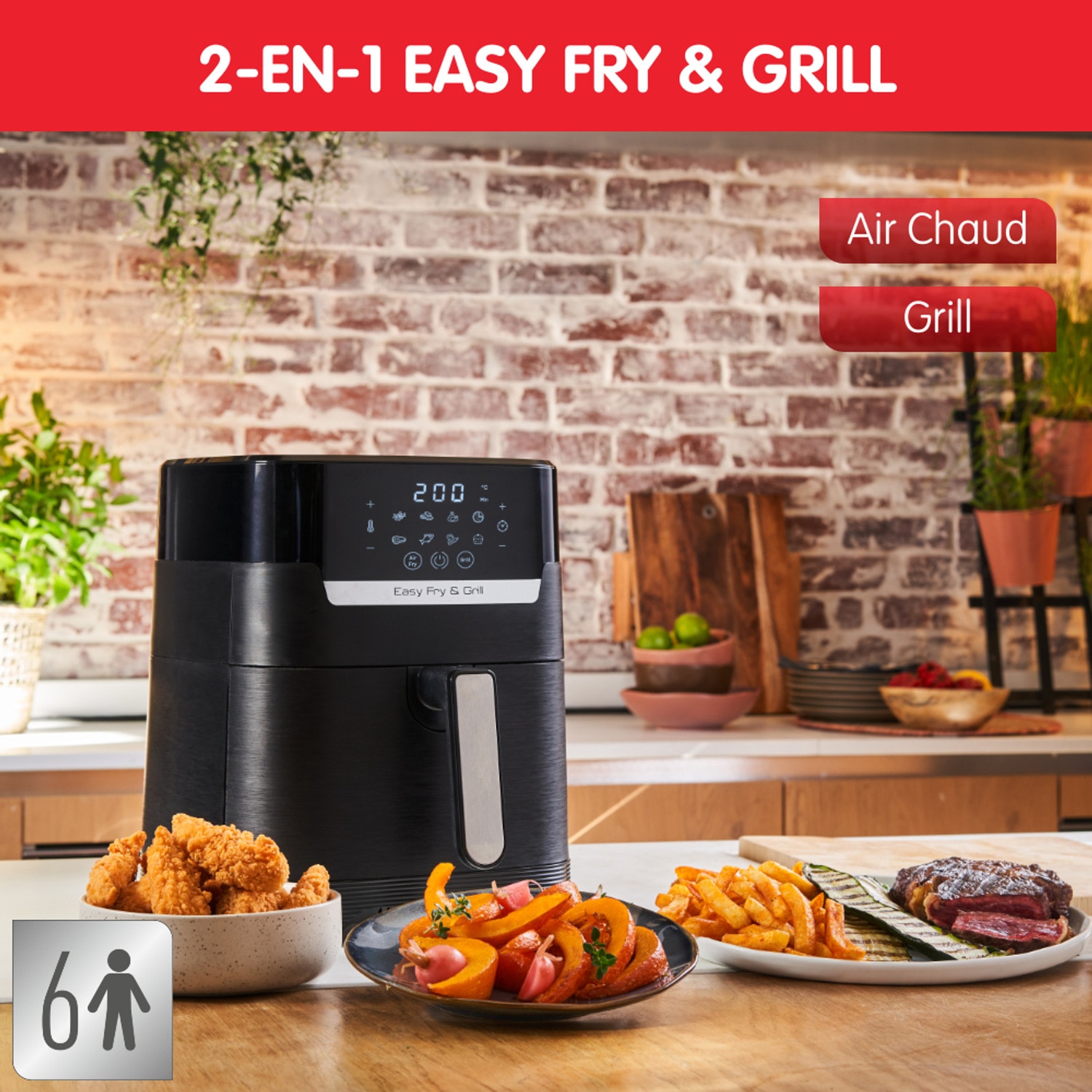 Friteuse à air chaud MOULINEX Airfryer et Grill 1400W 4.6L  - EZ505810