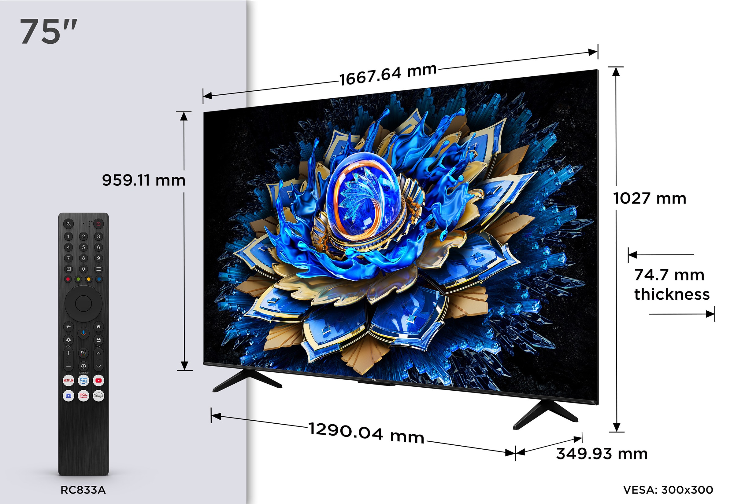 TV QLED 4K 189 cm TCL - 75T69C TV QLED 4K 189 cm TCL - 75T69C