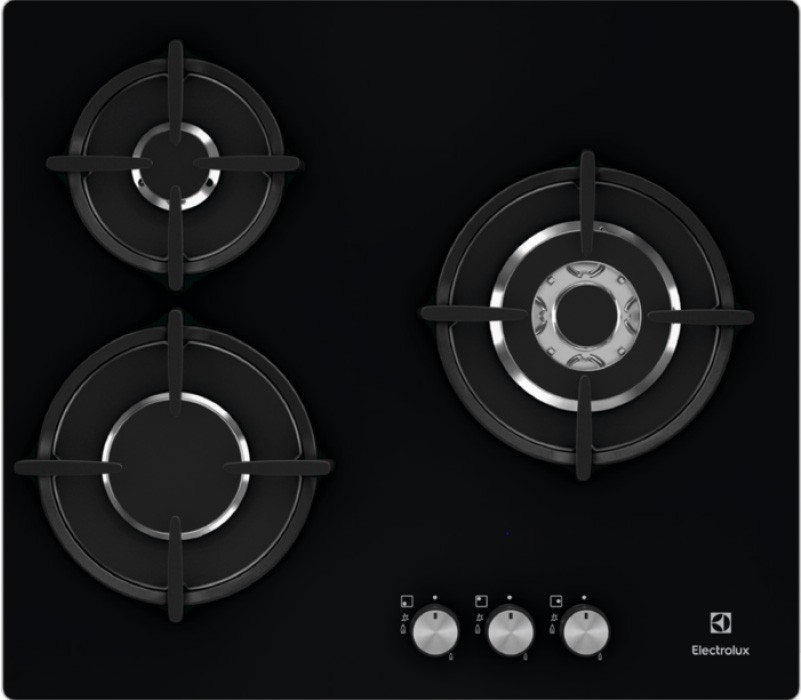 Plaque gaz ELECTROLUX Série 600, 3 bruleurs, 7300W, 60cm, Noir EGT6633NOK