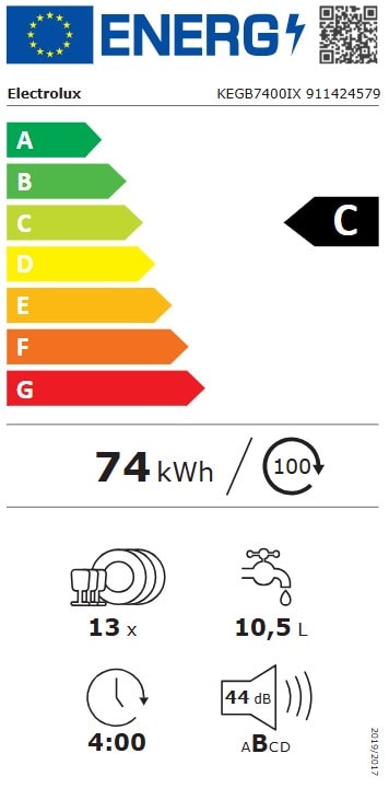 Lave vaisselle encastrable 60 cm ELECTROLUX SatelliteClean 13 couverts 44dB Inox - KEGB7400IX