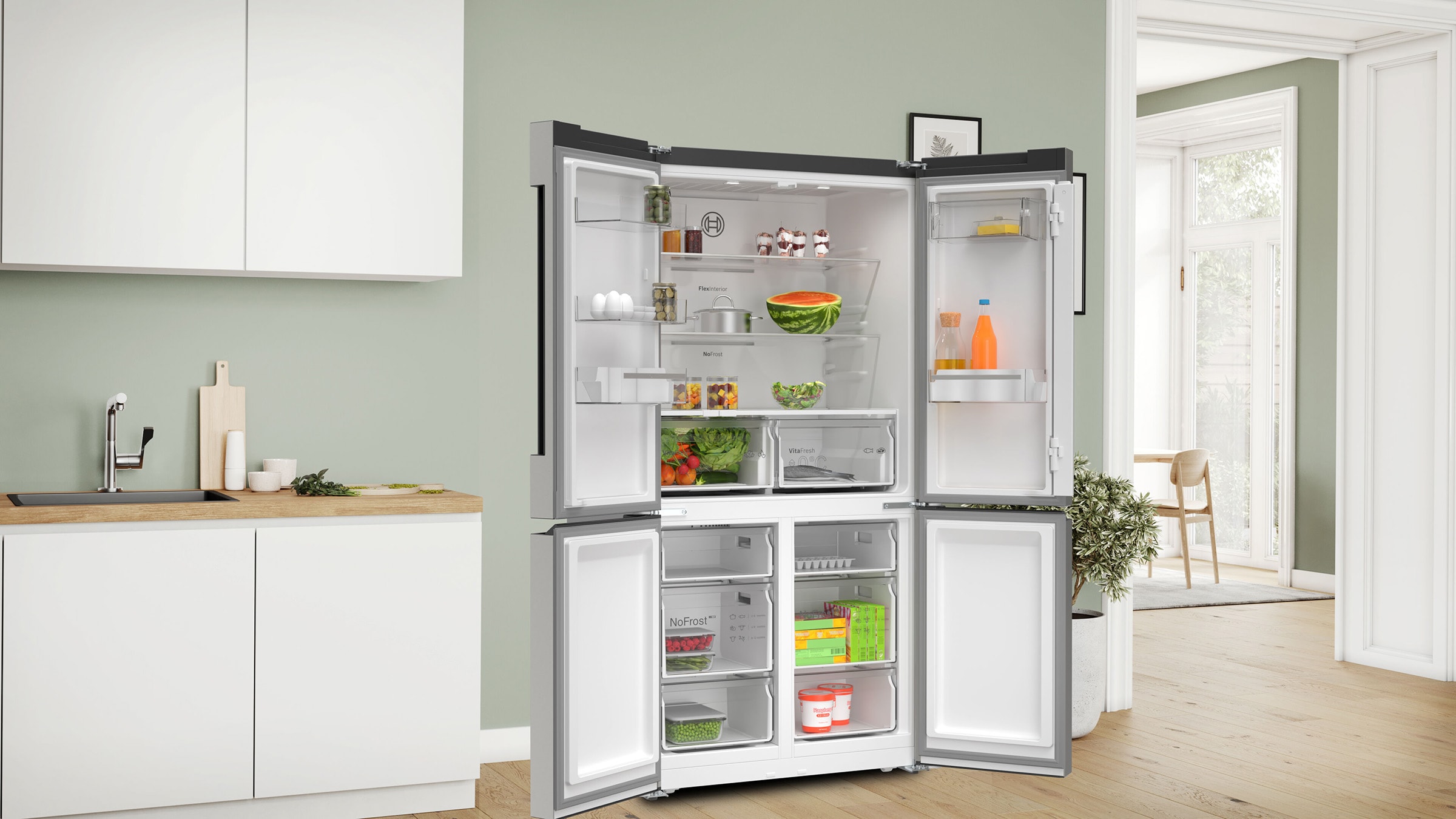 Réfrigérateur 4 portes BOSCH Série 4, Froid No Frost, 605L, Inox - KFN96VPEA Réfrigérateur 4 portes BOSCH Série 4, Froid No Frost, 605L, Inox - KFN96VPEA