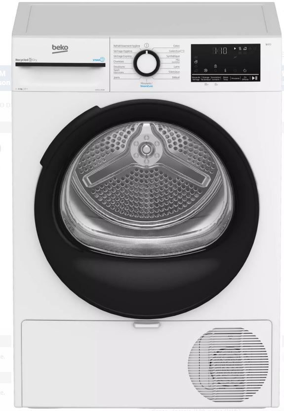Sèche-linge pompe à chaleur BEKO 11kg SteamCure Blanc D3H211393W