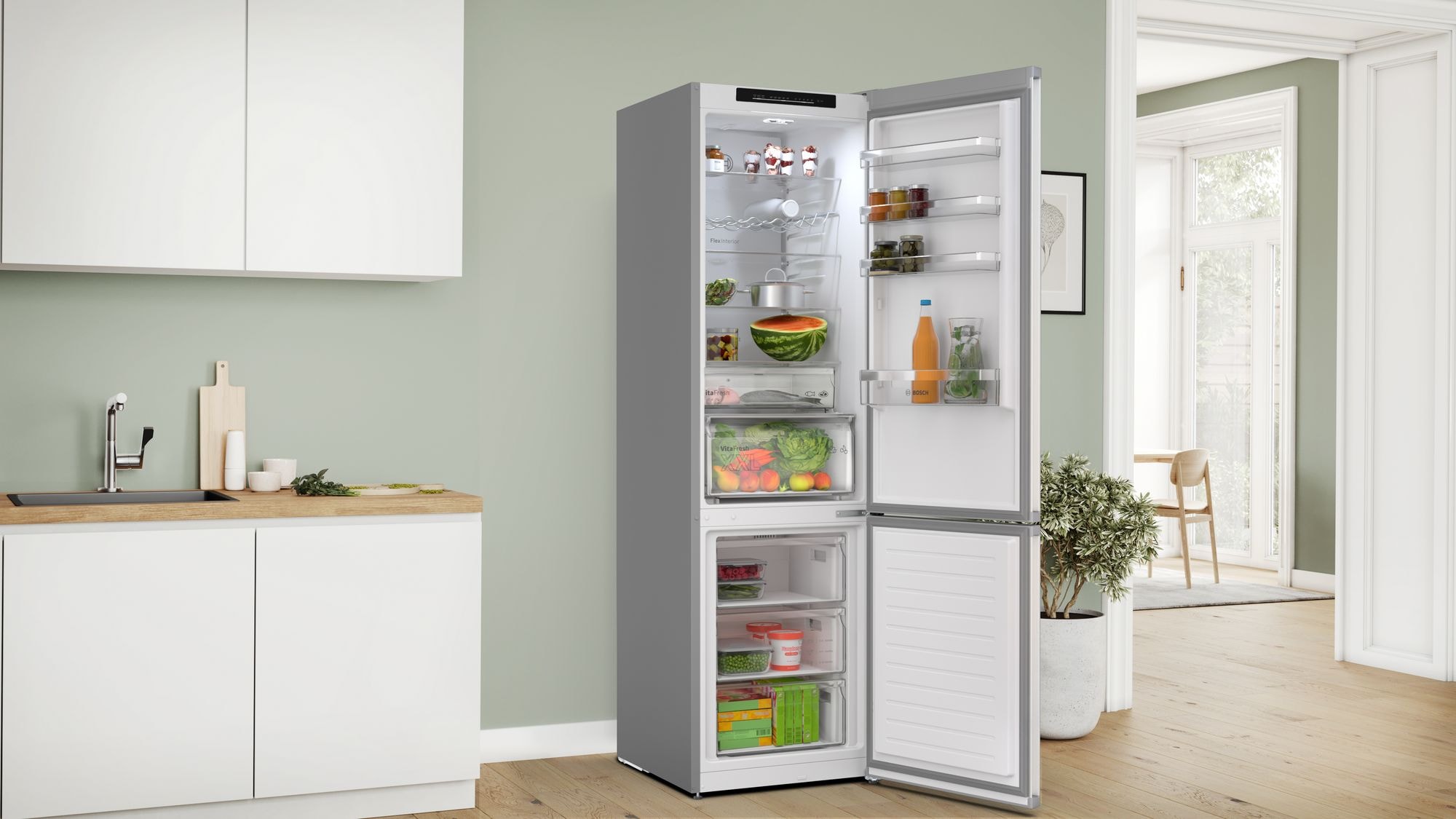 Réfrigérateur congélateur bas BOSCH 363L No Frost Inox - KGN392I1F