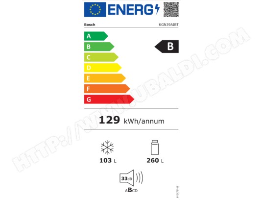 BOSCH Réfrigérateur congélateur bas Série 6 Twin No Frost MultiAirFlow 363L Inox - KGN39AIBT