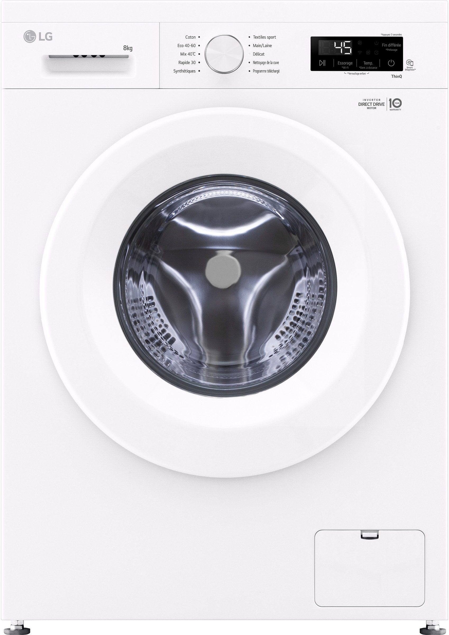 Lave linge Frontal LG 8kg 1400trs/min Blanc F84B13WHS