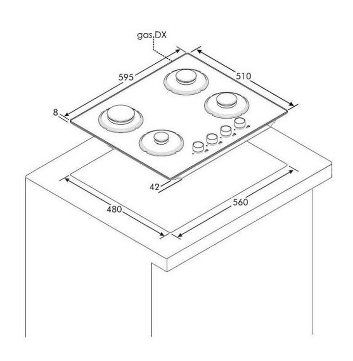 ROSIERES Plaque gaz  - RVG6BR4SB1