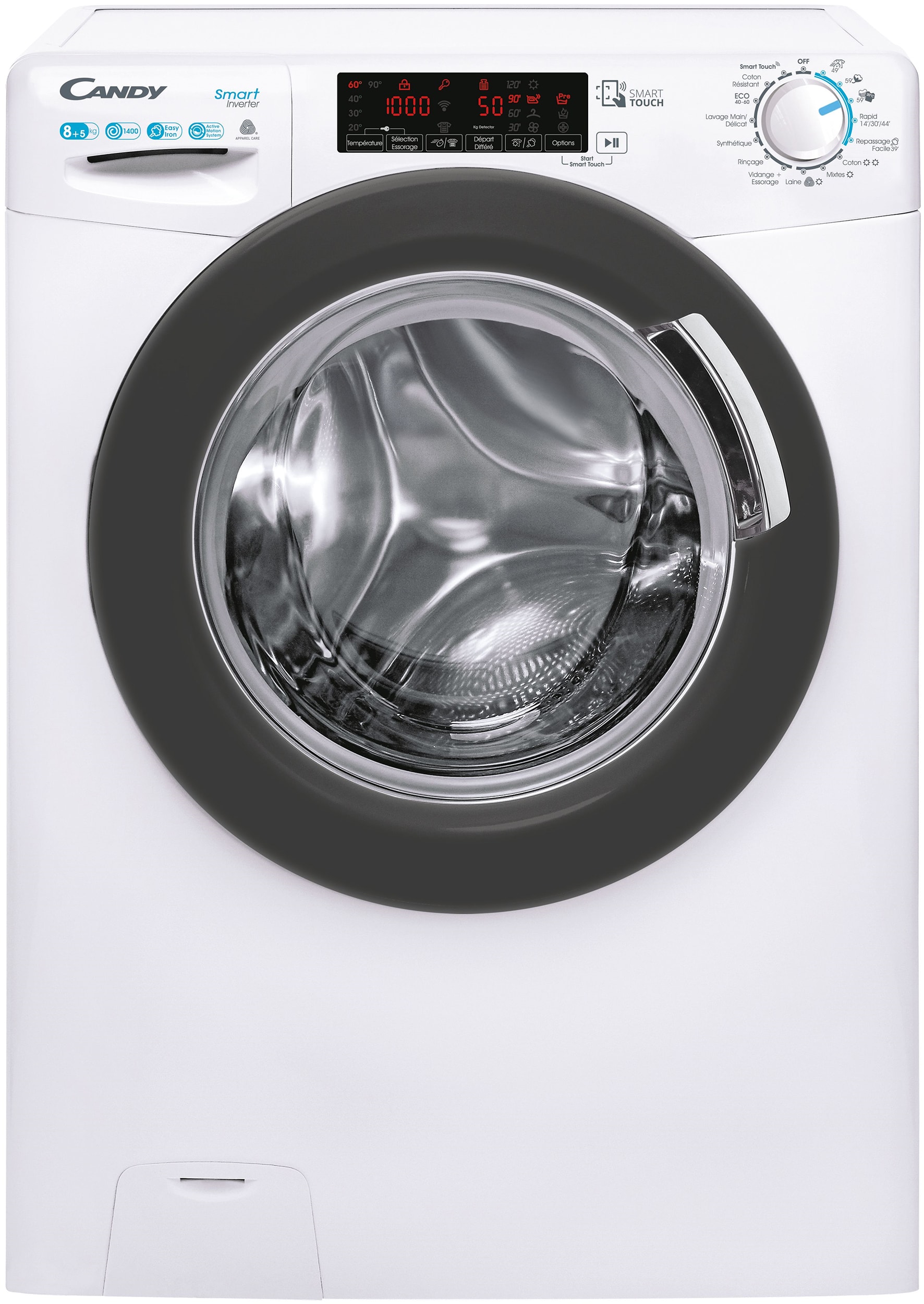 Lave linge sechant Frontal CANDY , 1400 trs/mn, 8/5Kg, Blanc - CSWS485TWMRE-47