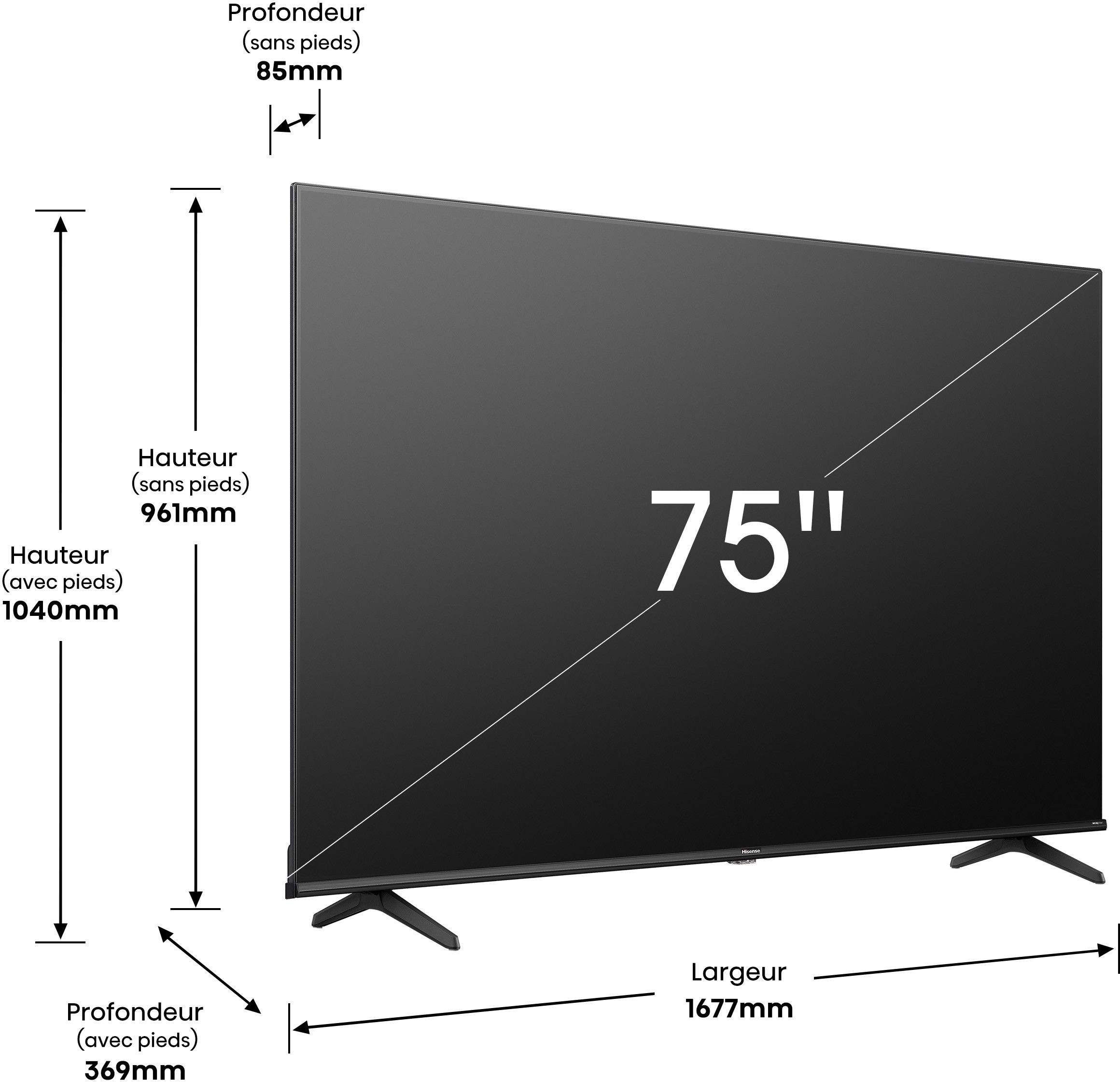 HISENSE TV LED 4K 189 cm  - 75A6K