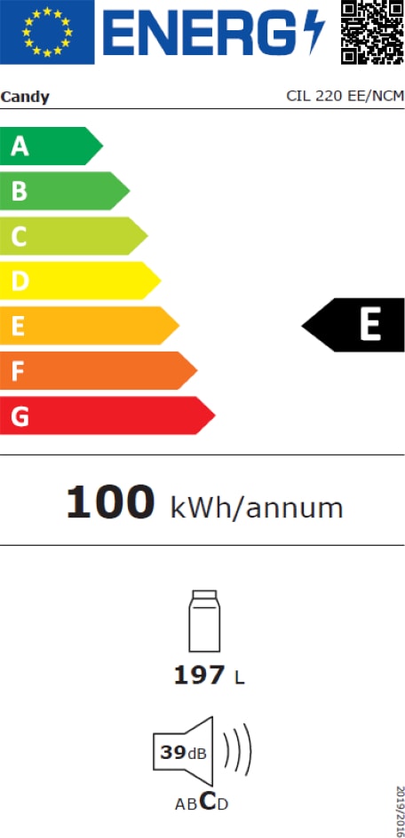 Réfrigérateur encastrable 1 porte CANDY 197L Froid statique Blanc - CIL220EE/NCM