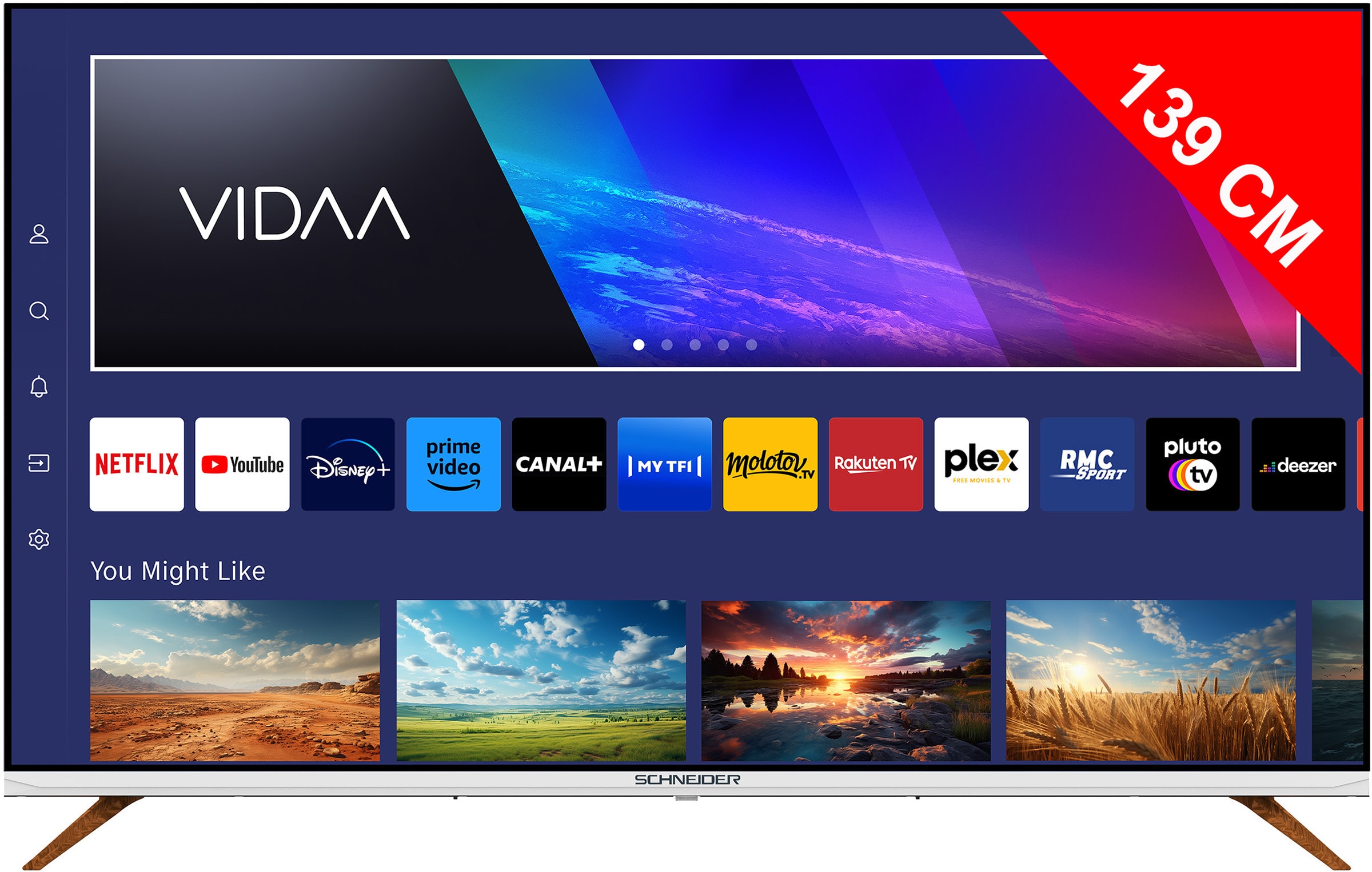 TV QLED 4K 139 cm SCHNEIDER 55" Ultra HD 4K 60Hz Blanc GMS55F1