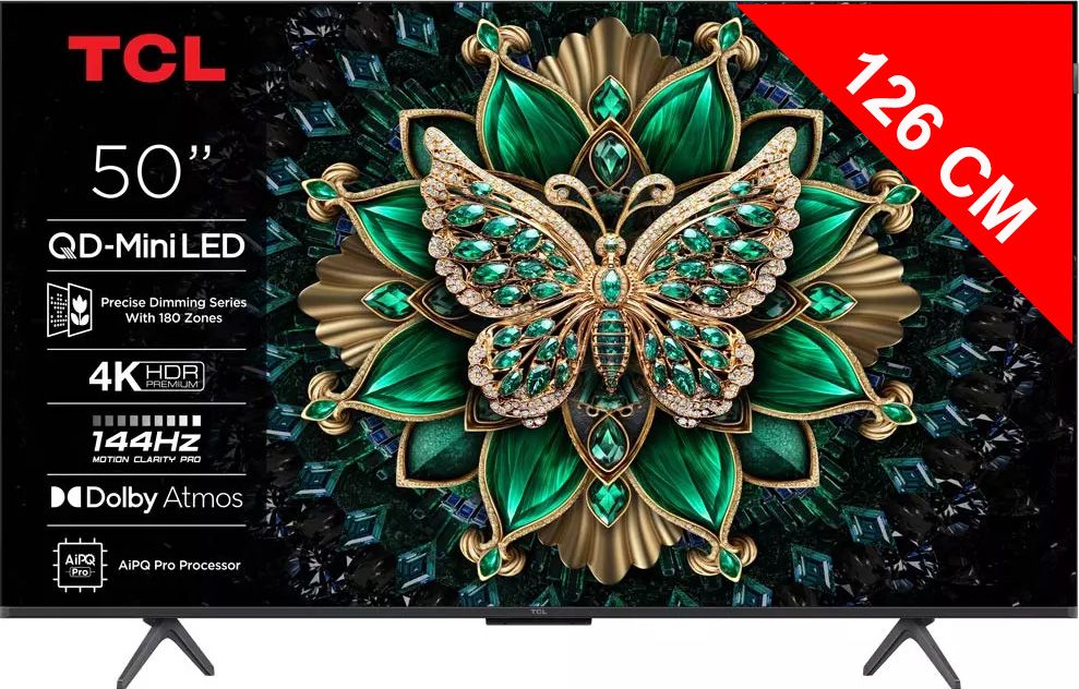 TV Mini LED 4K 126 cm TCL 50" 4K 144Hz Noir 50C6K