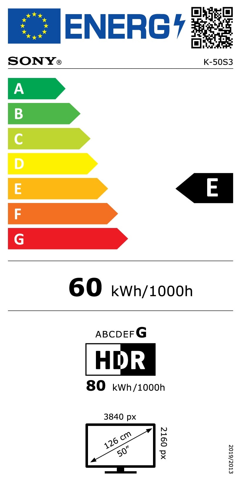 TV LED 4K 126 cm SONY - K50S35B TV LED 4K 126 cm SONY - K50S35B