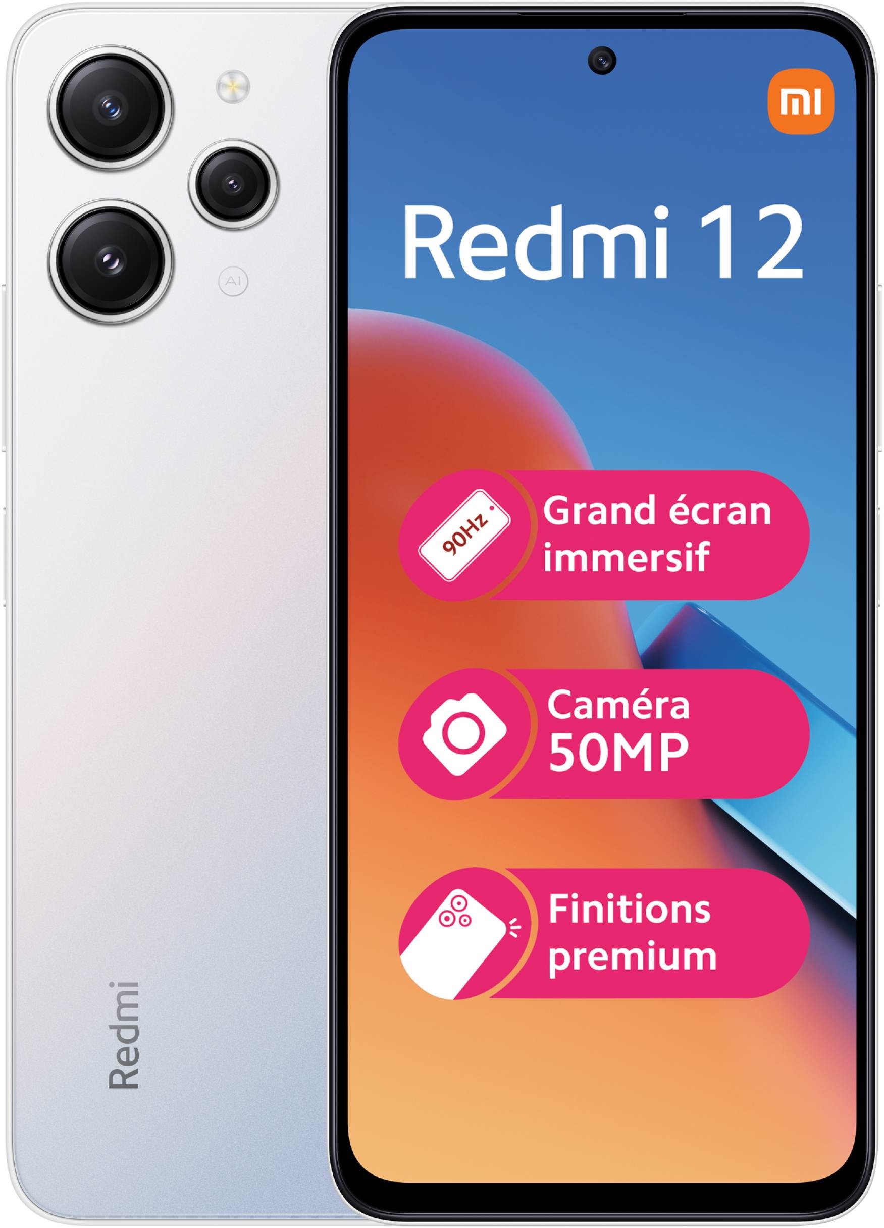 XIAOMI Smartphone Redmi 12 4G 128Go Argent - REDMI12-4-128ARGENT